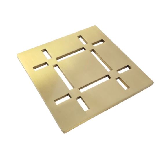 Shower Drain Grate Kit 4" Stainless Steel (Brushed Brass) - Dash Design