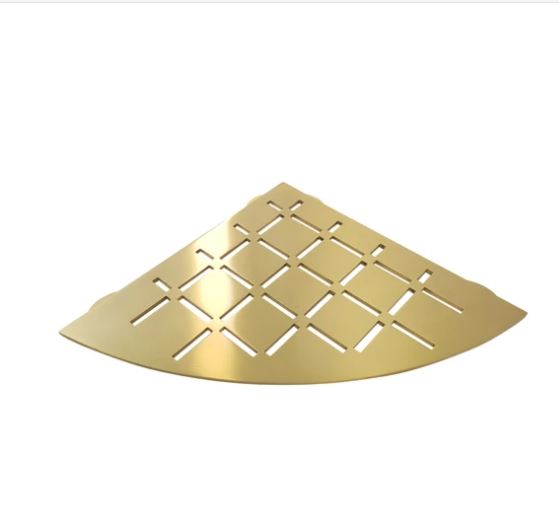 Stainless Steel Shower Shelf, Corner - Quadrant (Brushed Brass)