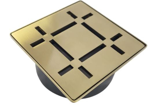 Shower Drain Grate Kit 4" Stainless Steel (Brushed Brass) - Dash Design