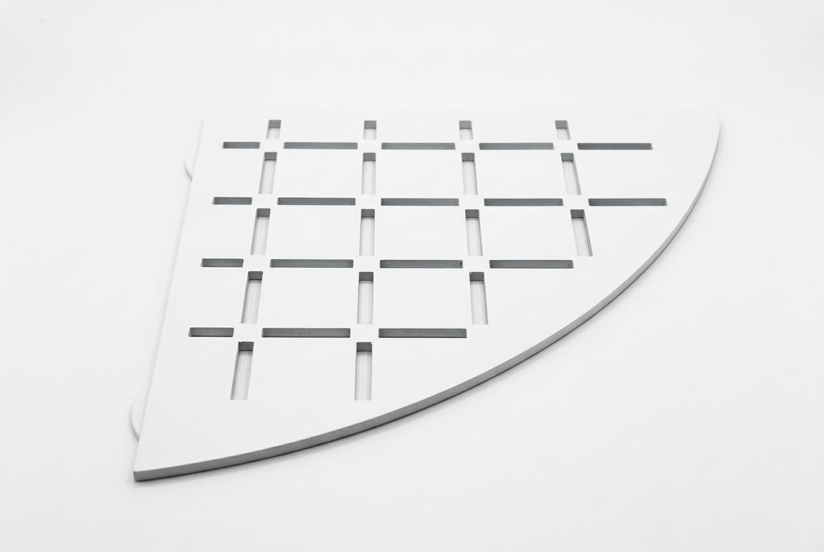 Stainless Steel Shower Shelf, Corner - Quadrant (White)