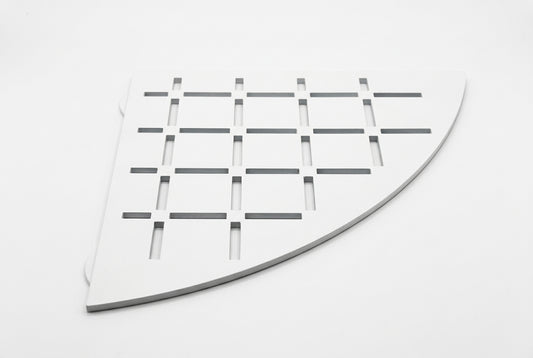 Stainless Steel Shower Shelf, Corner - Quadrant (White)