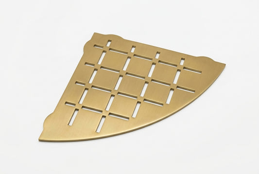 Stainless Steel Shower Shelf, Corner - Quadrant (Brushed Brass)