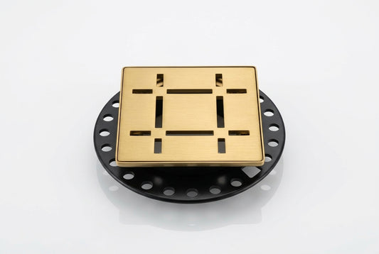 Shower Drain Grate Kit 4" Stainless Steel (Brushed Brass) - Dash Design