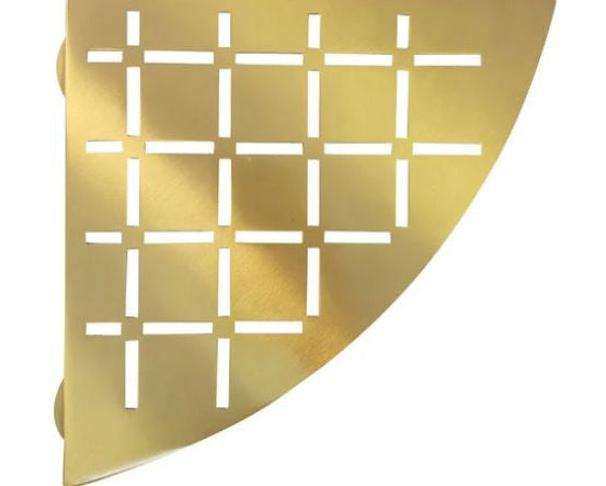 Stainless Steel Shower Shelf, Corner - Quadrant (Brushed Brass)
